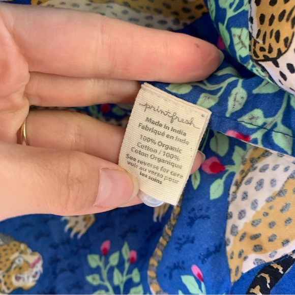 PRINT FRESH Pajamas Bagheera Leopard Blue Pjs Set Short Sleeve Top & Pants XS - Picture 7 of 8